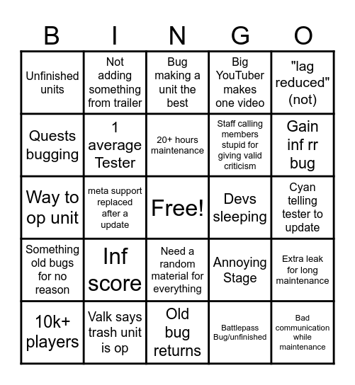 Awtd update bingo Card
