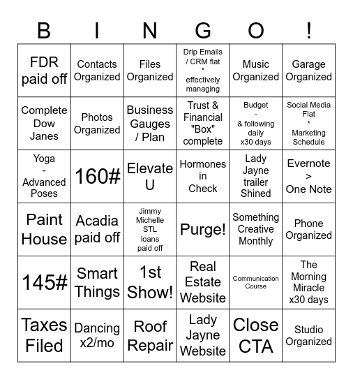 LEVEL UP Bingo Card