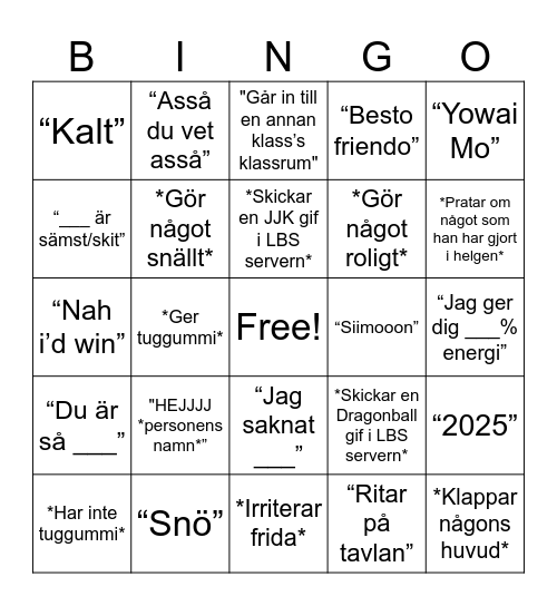 Edvin-Bingo Card