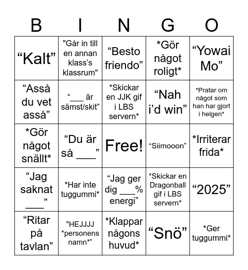 Edvin-Bingo Card