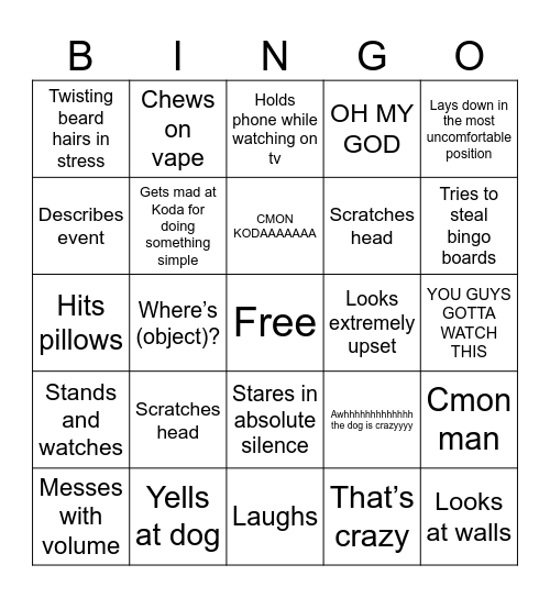 Da Bingo Card
