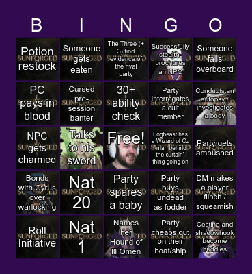 Sunforged 56: You'll Mist Me When I'm Gone Bingo Card