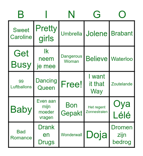 CT Muziek Bingo Card