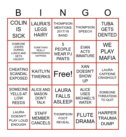 SYM CAMP BINGO Card