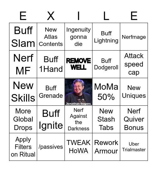 Nerf of Exile 2025 Bingo Card
