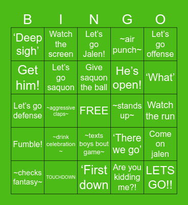 Football Bingo Card