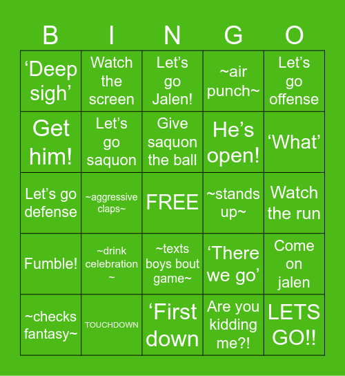 Football Bingo Card