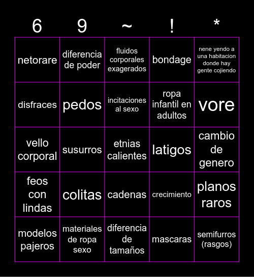 fetiches de show/pelis infantiles Bingo Card