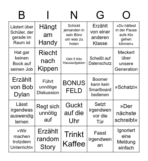 Herr Reinhard Bingo Card
