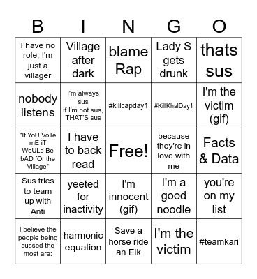 Village Bingo Card