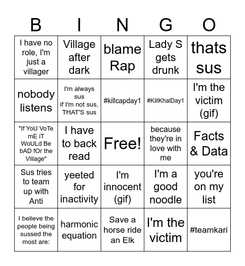 Village Bingo Card