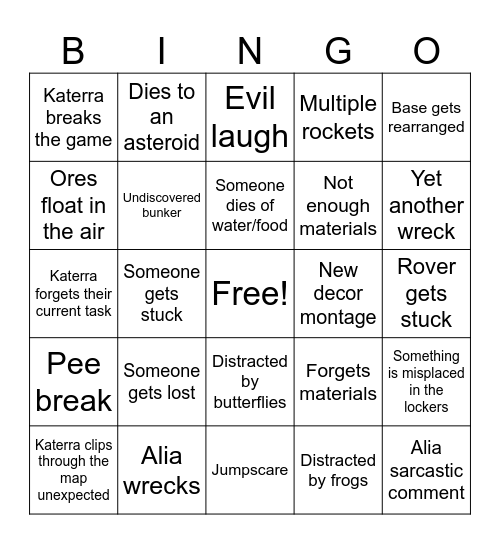 Planet Crafter Bingo Card