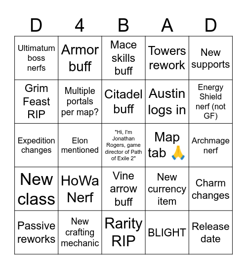 ayo poe 1.1 Bingo Card
