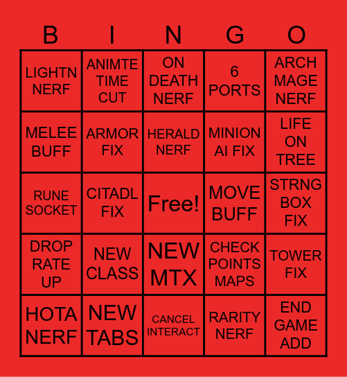 1.1 BINGO Card