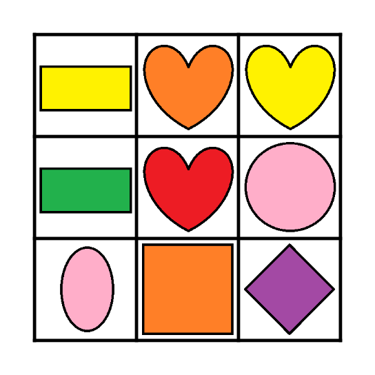 Kleuren en vormen bingo Card