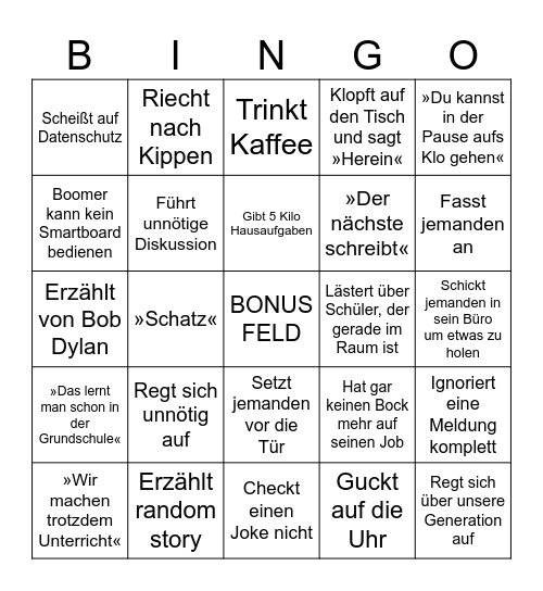 Herr Reinhard Bingo Card