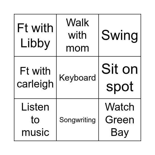 Relaxing things to do Bingo Card