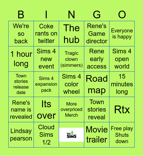 BEHIND THE SIMS 2025 Bingo Card