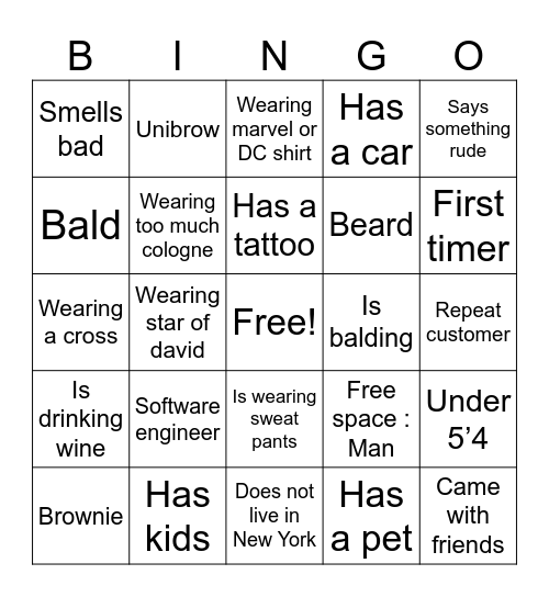 Speed dating bingo Card
