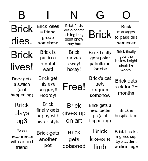 Brick 2025 bingo Card