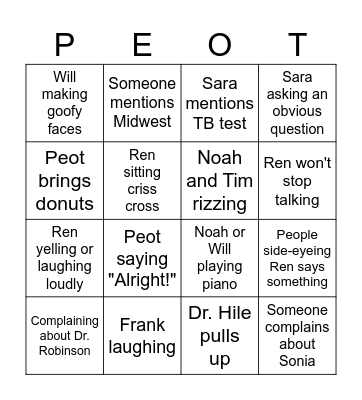 Student Teaching Orientation Bingo Card