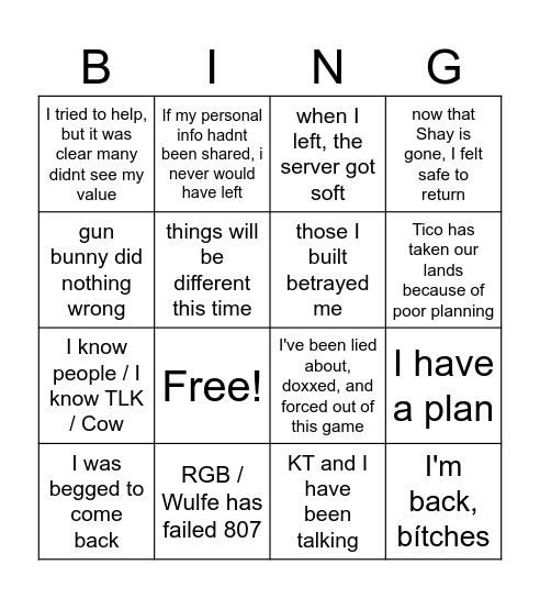 Presidential Mail Bingo Card