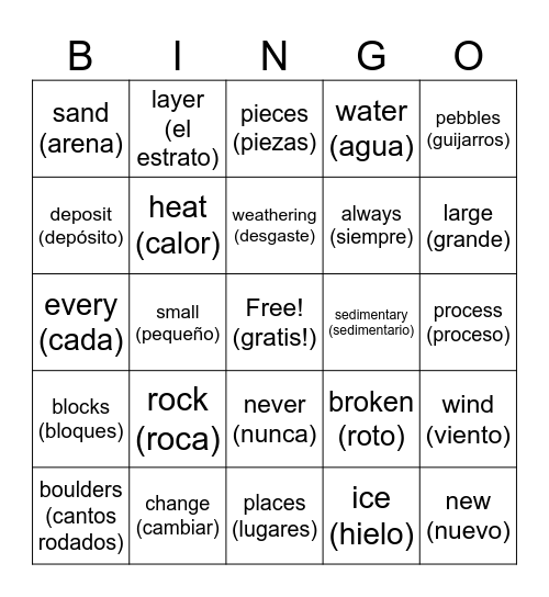 Rocks Bingo Card