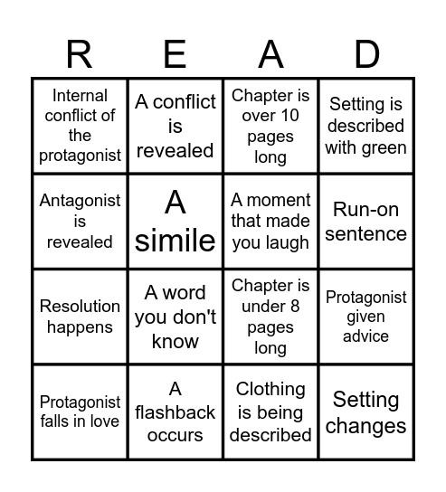 As You Read.... BINGO Card