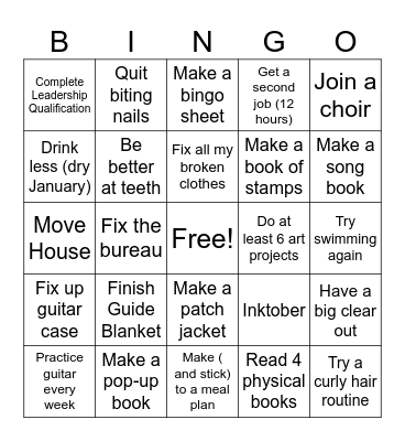 2025 To Do Bingo Card