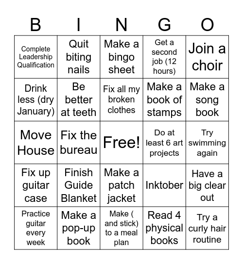 2025 To Do Bingo Card
