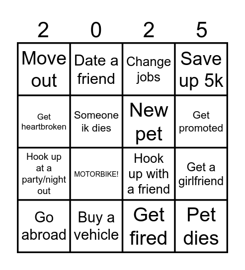 2025 Bingo Card