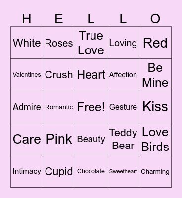 Valentines Bingo Card
