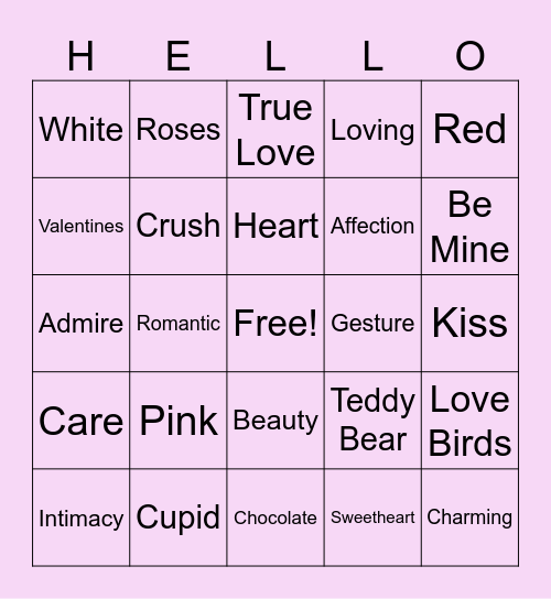 Valentines Bingo Card