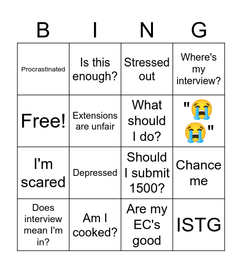 A2C Bingo Card