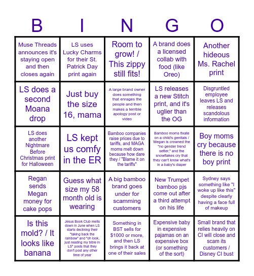 2025 BAMBOO BINGO Card