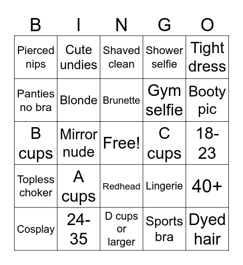 Nudes Bingo Card
