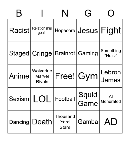 ig reels bingo Card