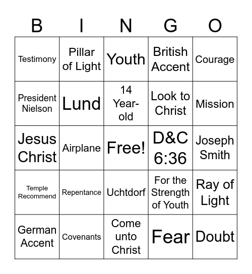 Youth Fireside Bingo - January 12, 2025 Bingo Card