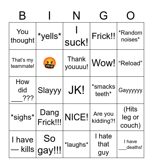 Call of Duty Bingo Card