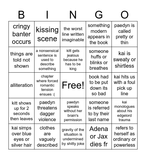 Powerless Bingo Card