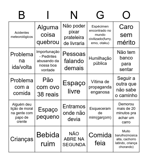 Melhor bingo do lado esquerdo da Rua do Ouro Bingo Card