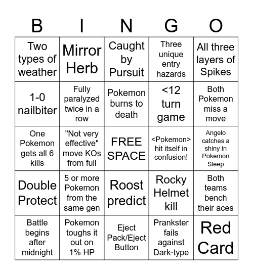 Battle Zone Haters' Draft League Bingo Board Bingo Card