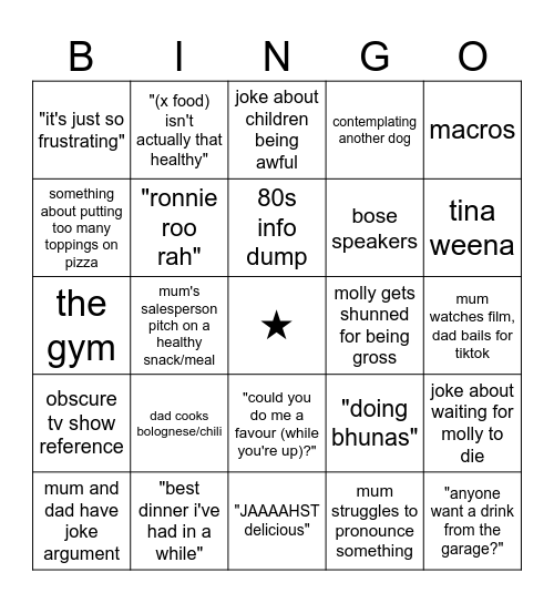 fam Bingo Card