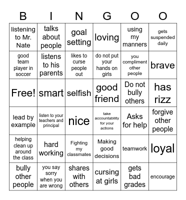 Leadership Bingo Card