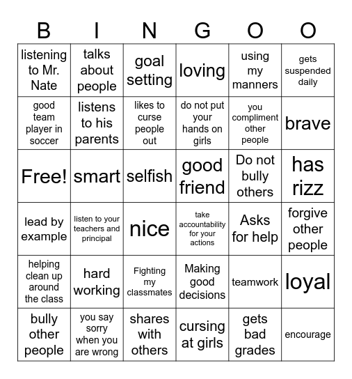 Leadership Bingo Card