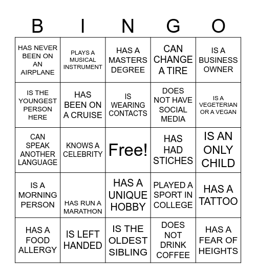 BSORT Welcome Bingo Card
