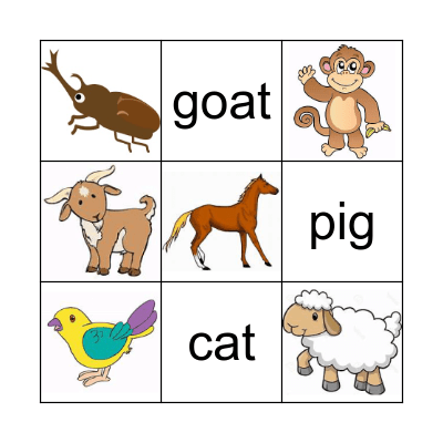 Animals Bingo Card