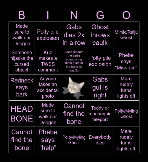 Gabbles Phas Bingo Card