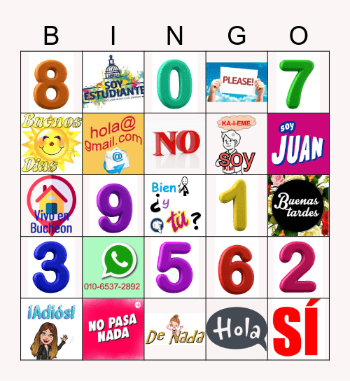 SALUDOS, INFORMACIÓN PERSONAL Bingo Card