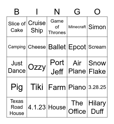 Sydney's Bridal Shower Bingo Card